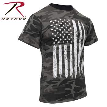 Camo US Flag T-Shirt - Black Camo