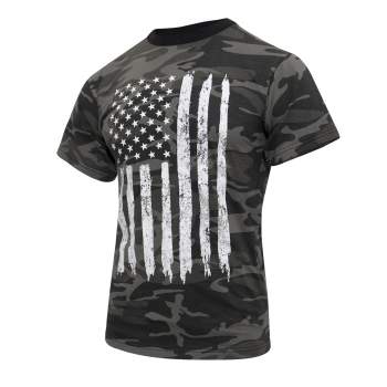 Camo US Flag T-Shirt - Black Camo