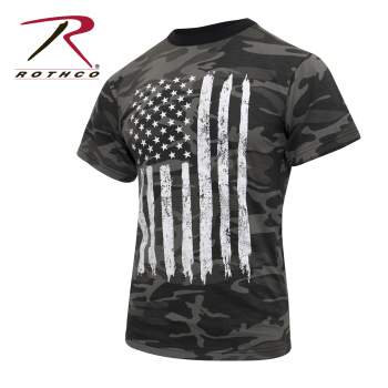 Camo US Flag T-Shirt - Black Camo