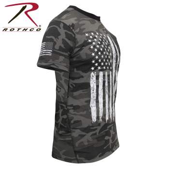 Camo US Flag T-Shirt - Black Camo