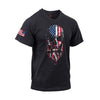 US Flag Bearded Skull T-Shirt - Black