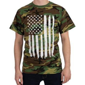 Camo US Flag T-Shirt - Black Camo