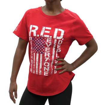 Womens R.E.D. (Remember Everyone Deployed) T-Shirt - Red