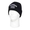 Veteran With US Flag Fine Knit Watch Cap - Black