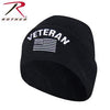 Veteran With US Flag Fine Knit Watch Cap - Black