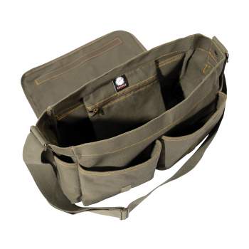 Heavyweight Canvas Classic Messenger Bag With Military Stencil