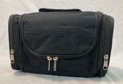 Black Nylon Multi-Compartment Hanging Travel Bag