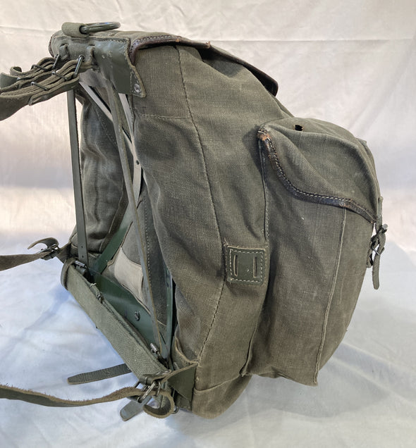 French Military Green Canvas Rucksack with Frame